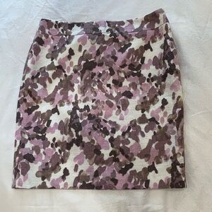 Ann Taylor Purple and Brown on Cream Pencil Skirt, size 10p